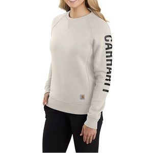CARHARTT Women Relaxed Fit Mid-weight Crewneck Block Logo Sleeve Sweatshirt 2X